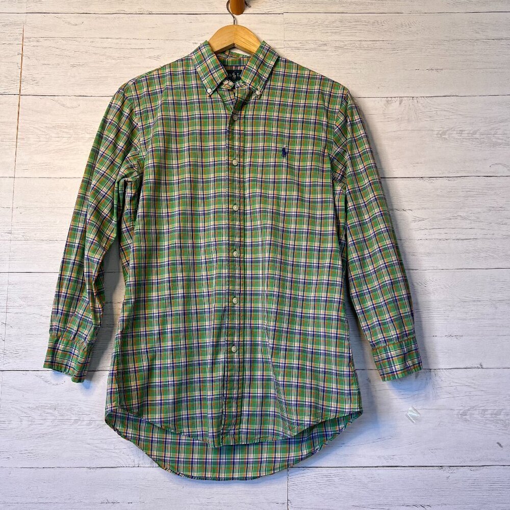 Ralph Lauren Dress Shirt Size Small Custom Fit Vintage Plaid Button Down Plaid
